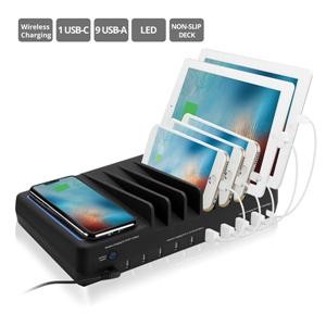 SIIG 10-Port USB-A/C and Wireless Charging Station With Ambient Light Deck